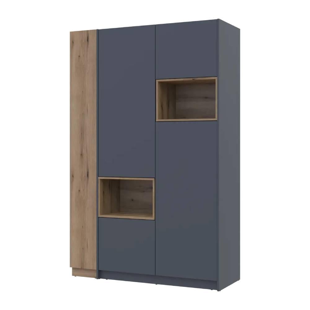 Шкаф для одежды с нишей и этажеркой Doros Дейл DRS-011734 2 ДСП 143,2х52х220 см Графит/Дуб Эвок (42005154)