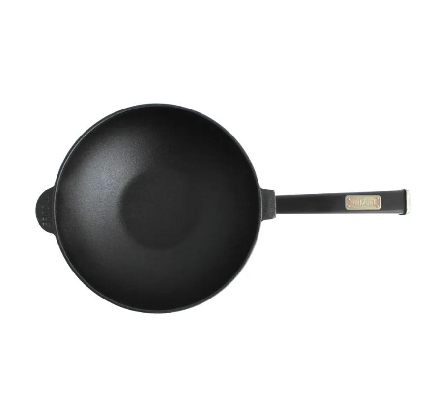 Сковорода чавунна Brizoll WOK з скляною кришкою та дерев’яною ручкою 2,8 л 26 см Black (W26HP1-6) - фото 3