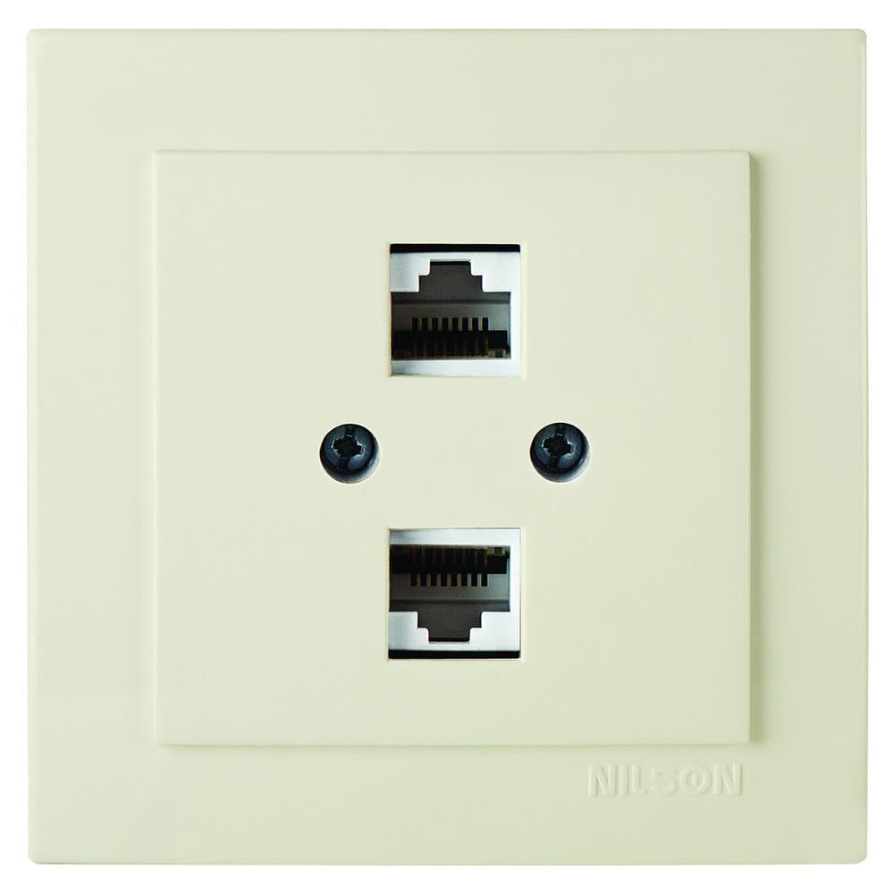 Розетка Nilson Touran компьютерная двойная CAT5e RJ45 Кремовый(24121046)