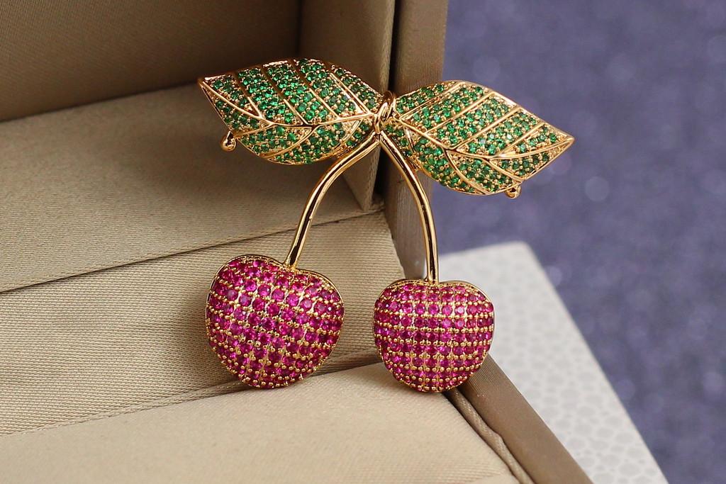 Брошь Xuping Jewelry Вишневая парочка Золотистый Брошь Xuping Jewelry Вишневая парочка Золотистый