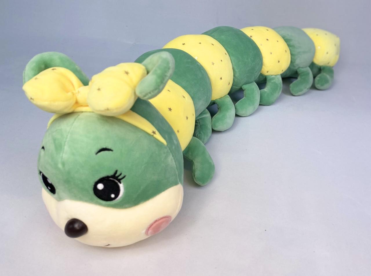 Мягкая игрушка-обнимашка Гусеничка с бантиком 70 см Зеленый/Желтый (E33185) - фото 4 Мягкая игрушка-обнимашка Гусеничка с бантиком 70 см Зеленый/Желтый (E33185) - фото 4