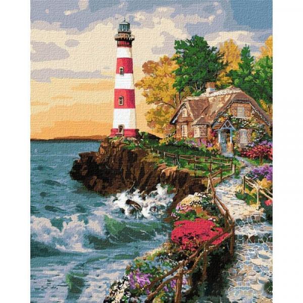 Набор для росписи по номерам Идейка Дом у маяка 40х50 см (КНО2835-mt)