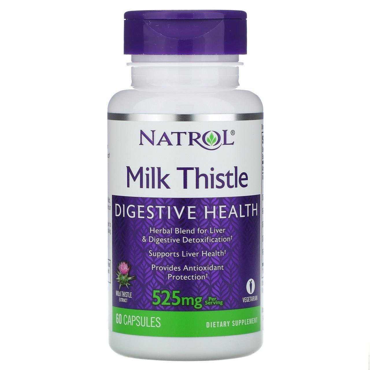 Будяк молочний Natrol Milk Thistle екстарктом розторопші гепатопротектор для печінки 60 капс. 525 мг
