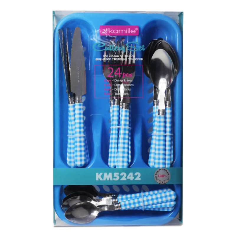 Набір столових приладів Kamille 5242 нержавіюча сталь 24 предмети Синій (NA002218)