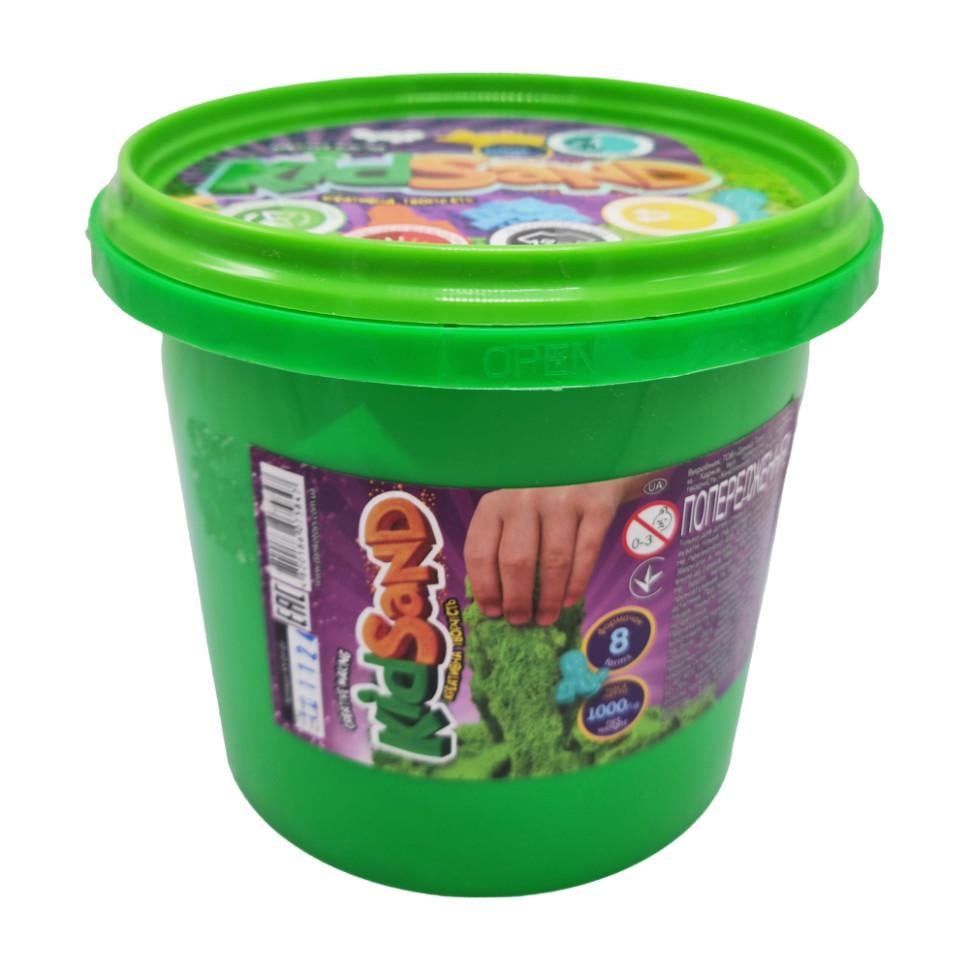 Набір креативної творчості кінетичний пісок Danko Toys KidSand KS-01-01 відро 1000 г Зелений (RLT7062s60948)