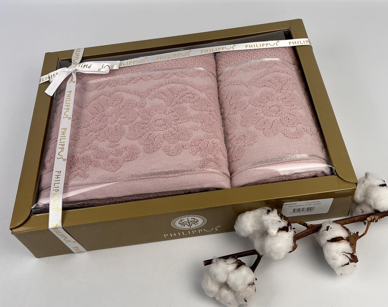 Набор полотенец Philippus Clara E836 2 шт. Пудровый (CN29799) Набор полотенец Philippus Clara E836 2 шт. Пудровый (CN29799)