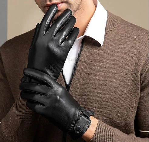 Перчатки сенсорные мужские зимние из экокожи утепленные с флисовой подкладкой L (D194)