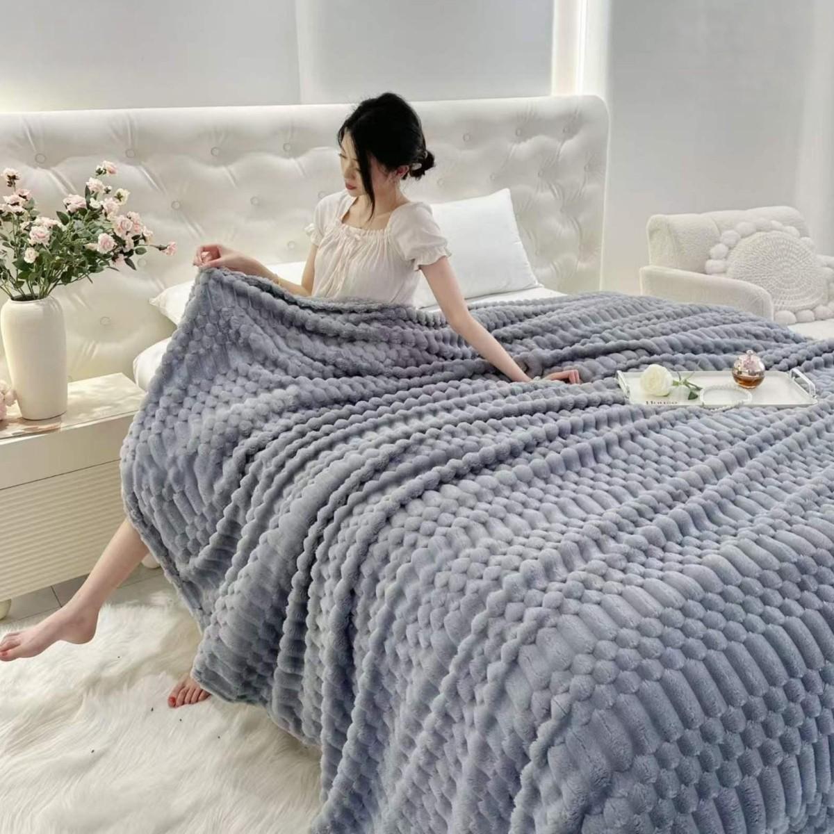 Плед Koloco Шарпей 3D Евро 220х240 см Серо-голубой (41046) - фото 1