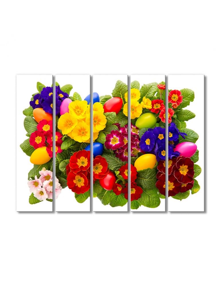 Картина модульная Радужные фиалки 5 модулей 90x135 см
