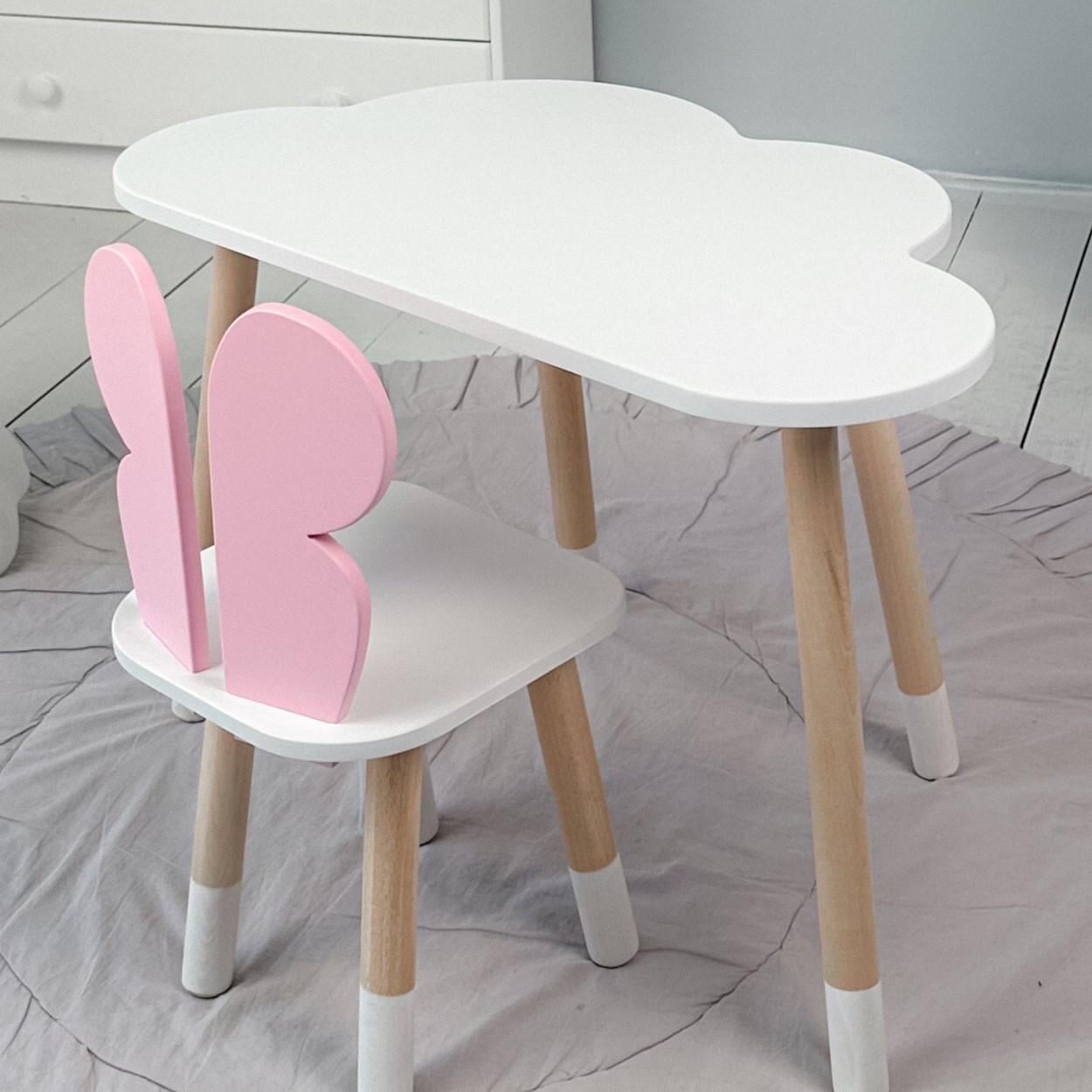 Детский столик облако и стул бабочка Розовый/Белый Детский столик облако и стул бабочка Розовый/Белый