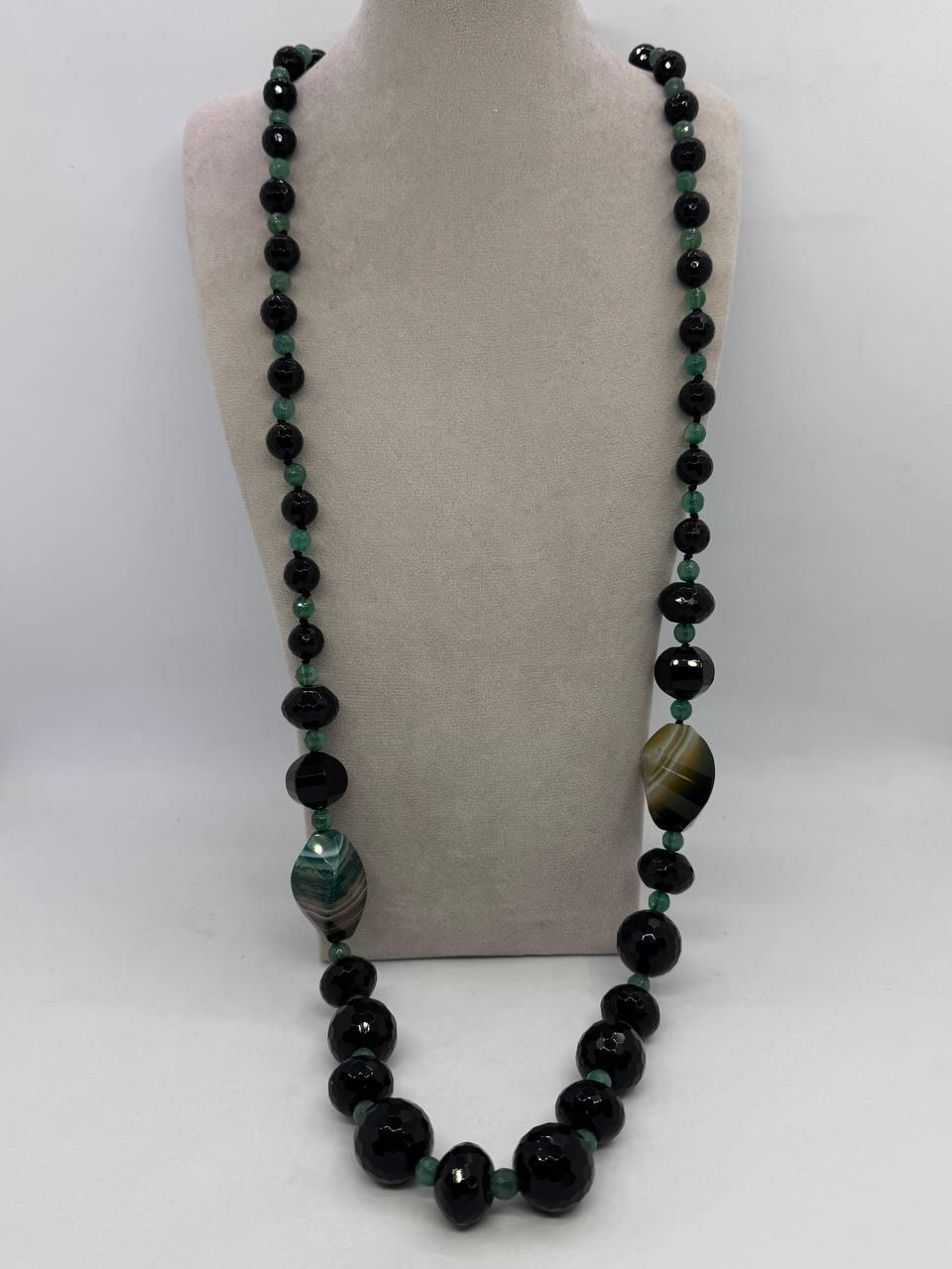 Бусы из агата 88 см Комбинированный (12979)