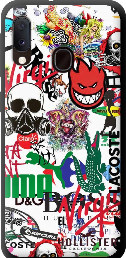 Чехол на Samsung Galaxy A20e A202F Many different logos (4022b-1709-42517)