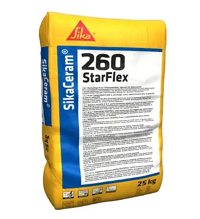 Клей для плитки еластичний SikaCeram-260 StarFlex DE 25 кг Білий
