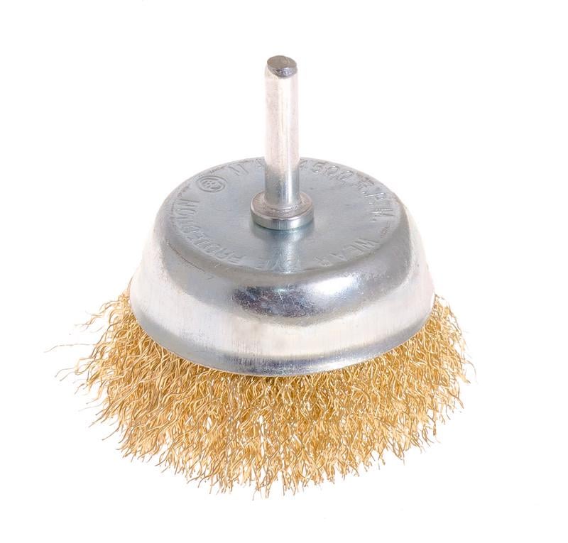 Щітка торцева MasterTool GM із латунованого дроту D 75 мм 1/4" (19-7407)