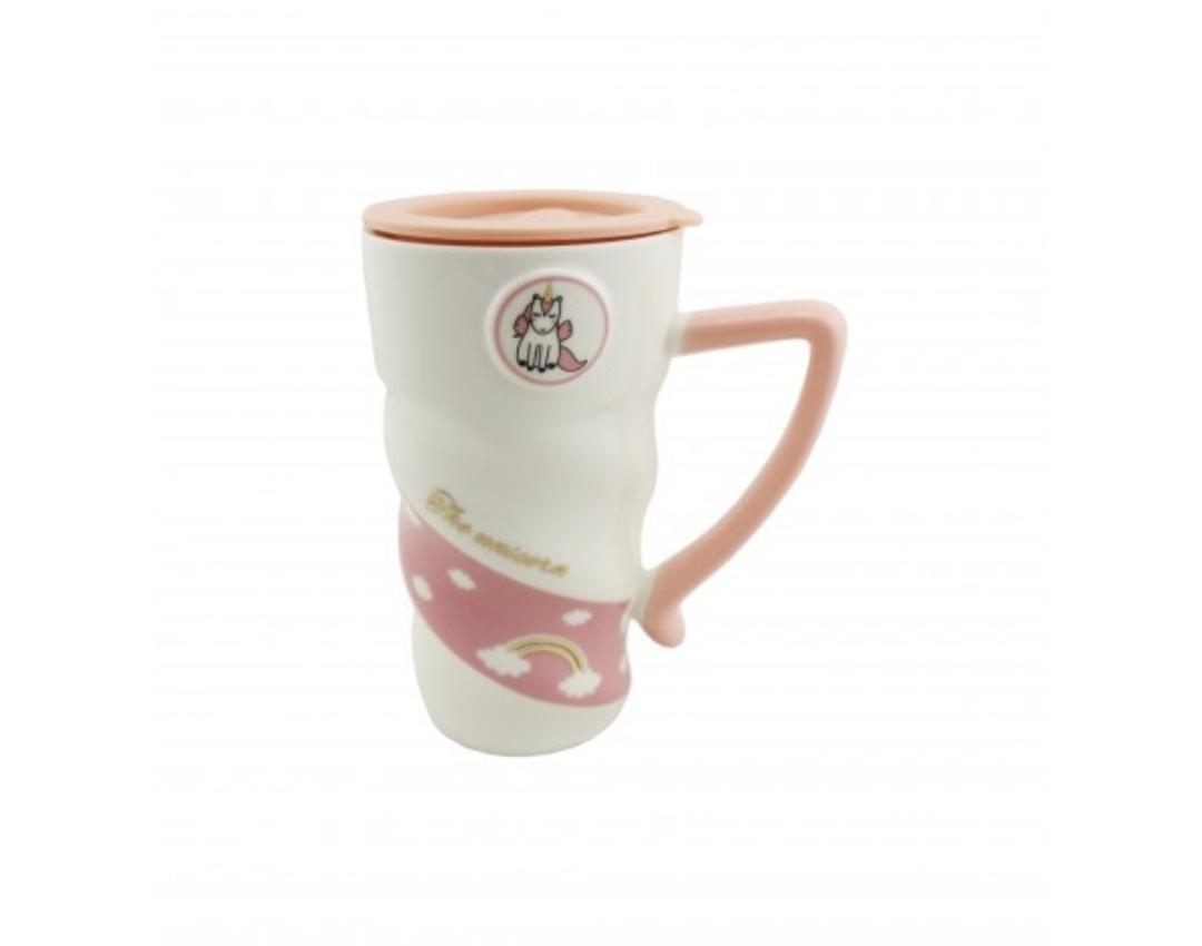 Чашка Unicorn Радуга с крышкой и ложкой 400 мл Белый (574)