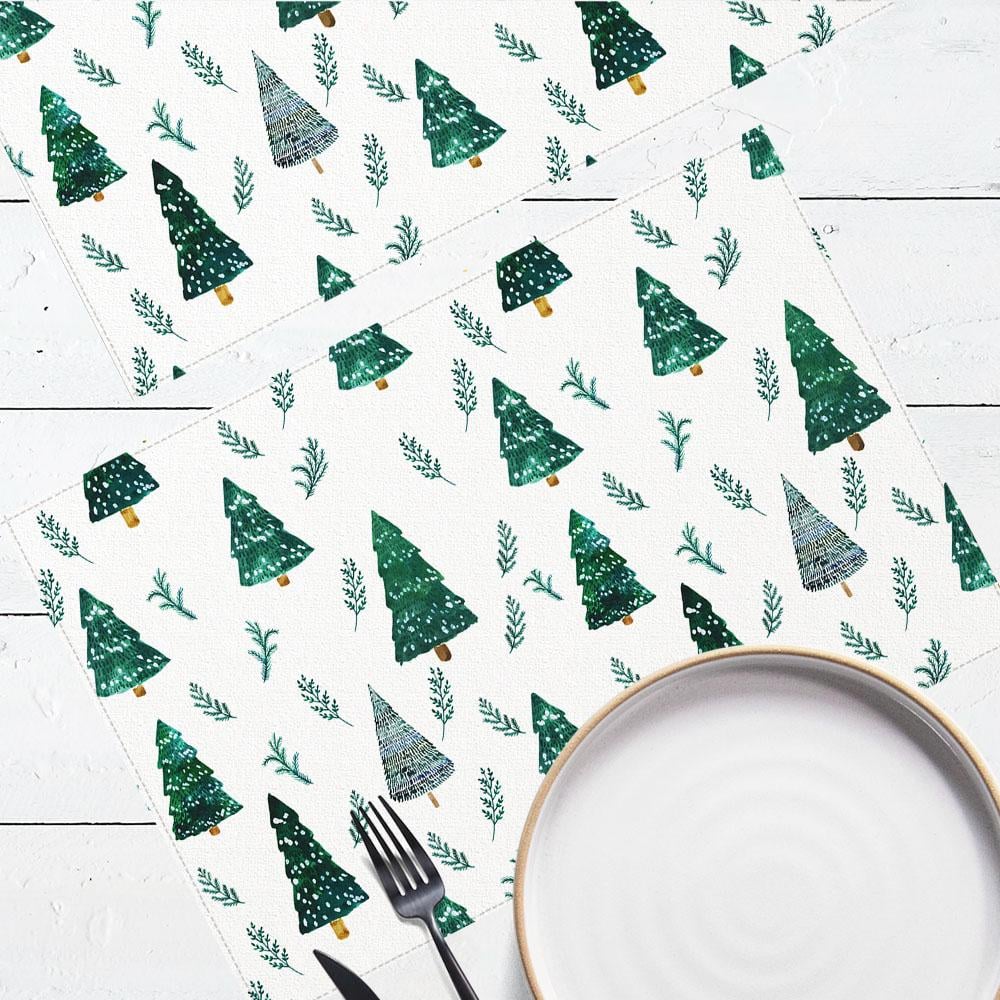 Салфетка тканевая сервировочная Presentville под тарелку Елки 40х27 см 2 шт. (SRVS_O_23NG035)