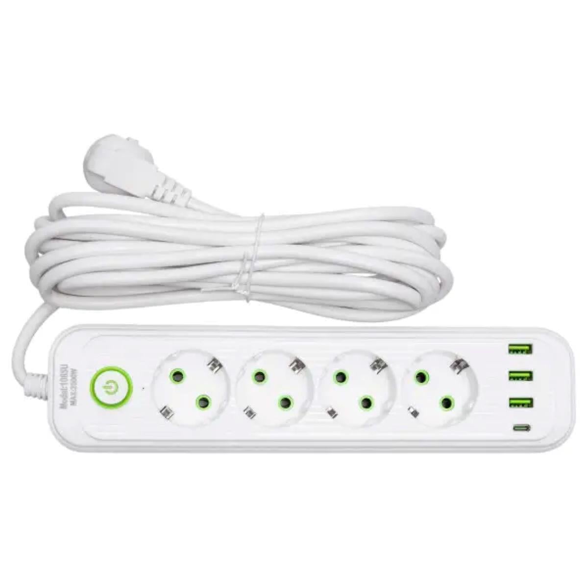 Сетевой фильтр-удлинитель 5 розеток 3xUSB-A 1xUSB-C 5м Белый (HP-5-39)
