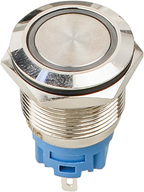 Кнопка плоская АСКО-Укрем TYJ 19-271 1NO+1NC c подсветкой LED металлическая 12V 19 мм Зеленый (A0140010252)