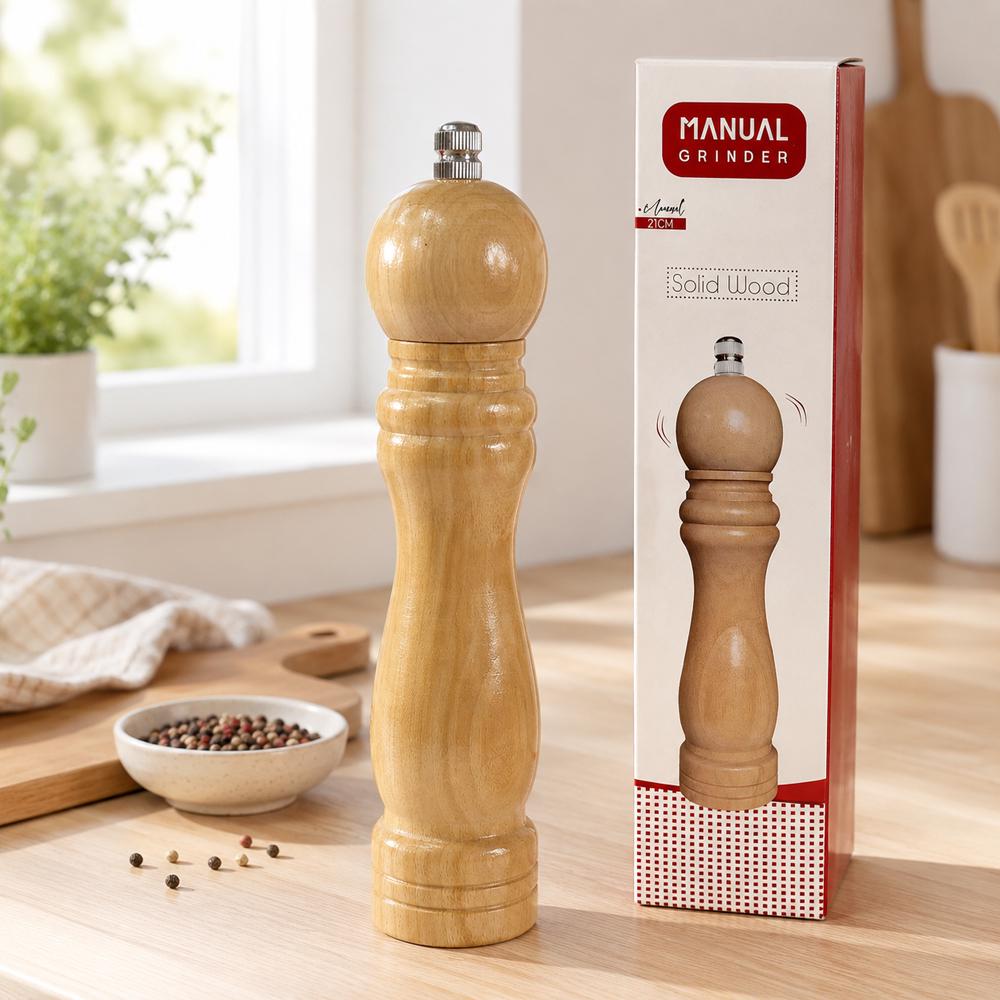 Мельница для перца ручная деревянная с керамическим механизмом 21x4,5 см (51-40135)