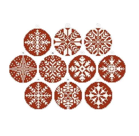 Набор украшений новогодних деревянных из алмазной мозаики Красный (DMS-004)