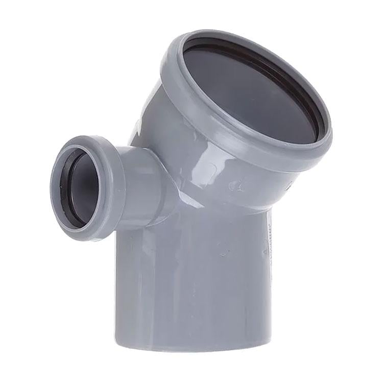 Колено канализационное СВК-Альянс левое с отводом 110 мм х 45° 50 мм х 90°