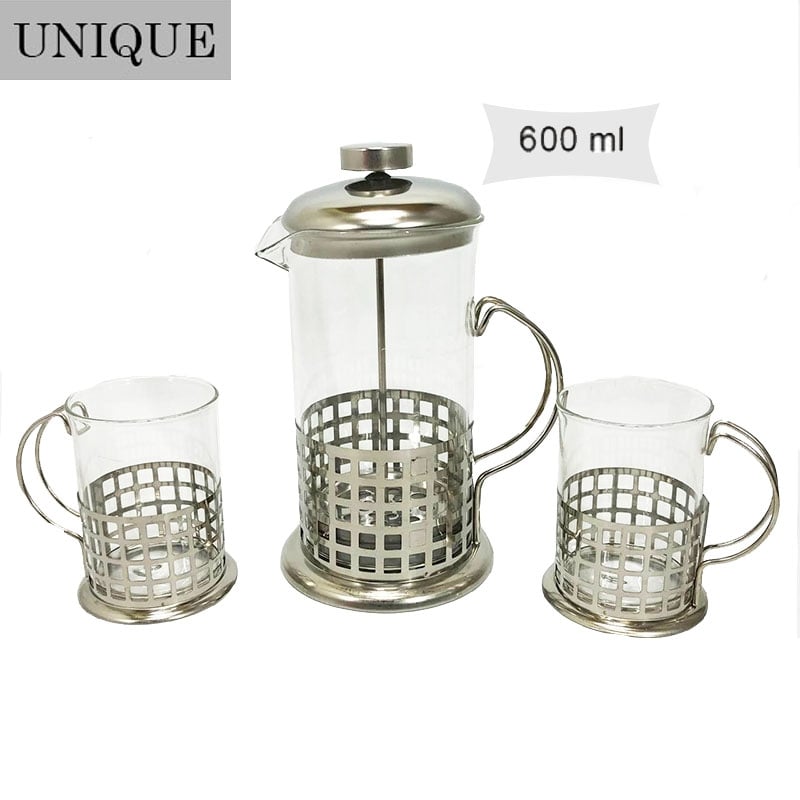 Сервиз для чая и кофе Unique UN-1155 стеклянный френч-пресс и чашки 2 шт. 600 мл (26202764) - фото 3 Сервиз для чая и кофе Unique UN-1155 стеклянный френч-пресс и чашки 2 шт. 600 мл (26202764) - фото 3