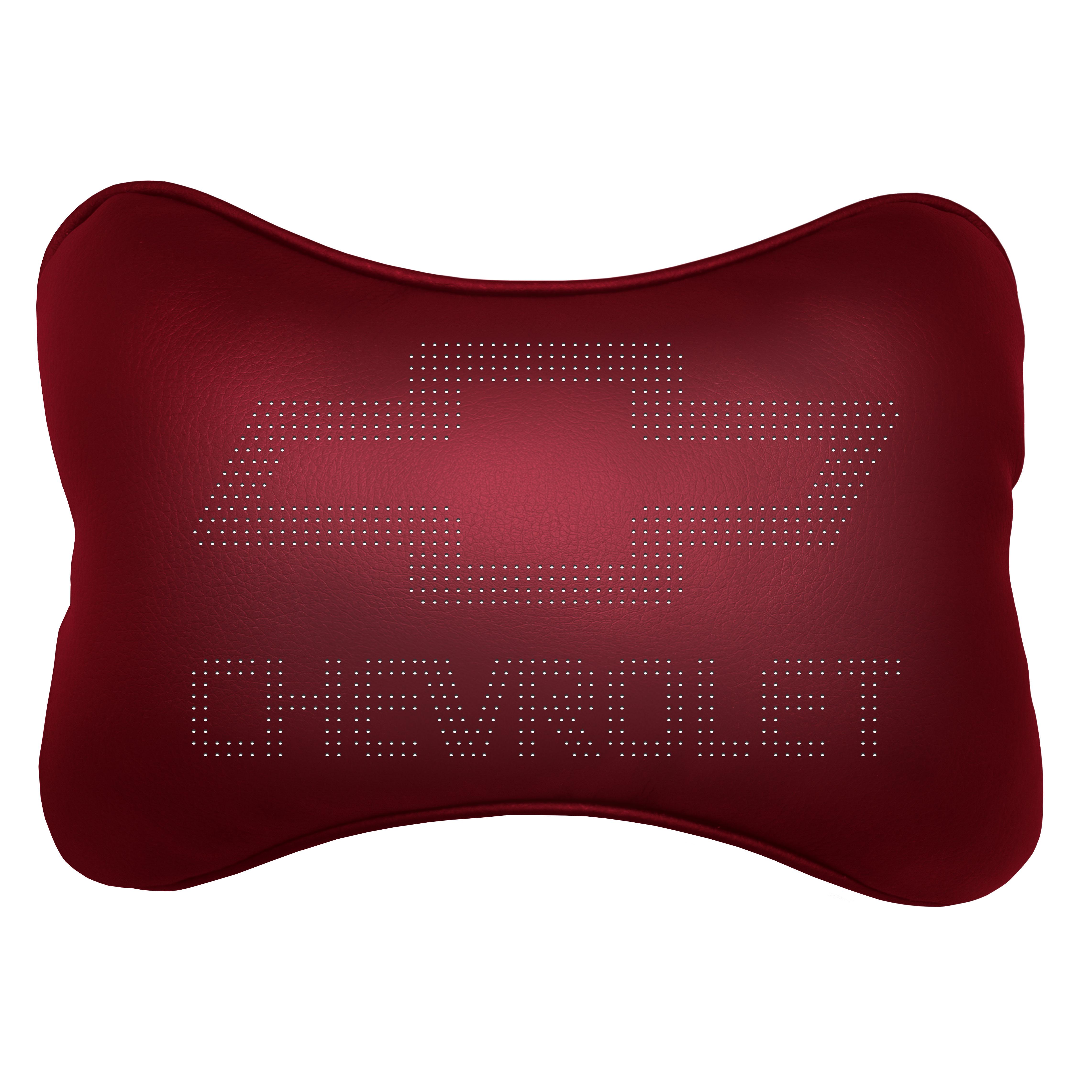 Подушка автомобильная Avtolife Chevrolet для шеи из экокожи Бордовый (AVT-LBU-18) - фото 1