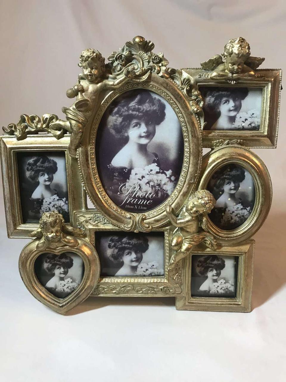 Фоторамка на стіл 7 фотографій Бронзовий