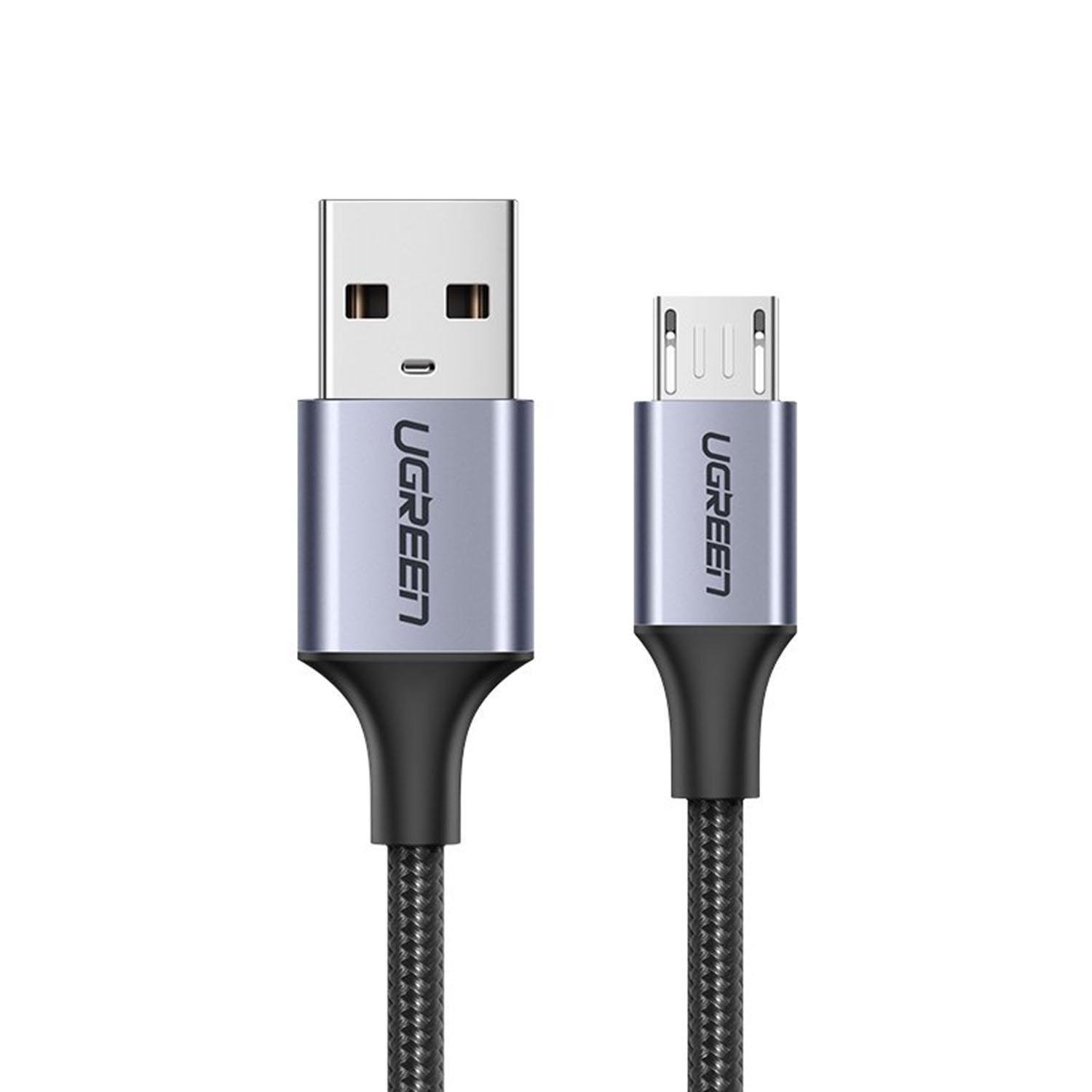 Кабель UGREEN USB-Micro-USB 18Вт 3А/6В 480 Мбіт/с швидка зарядка USB 2.0 A на Micro-B Плетений 3 м Чорний (60403)