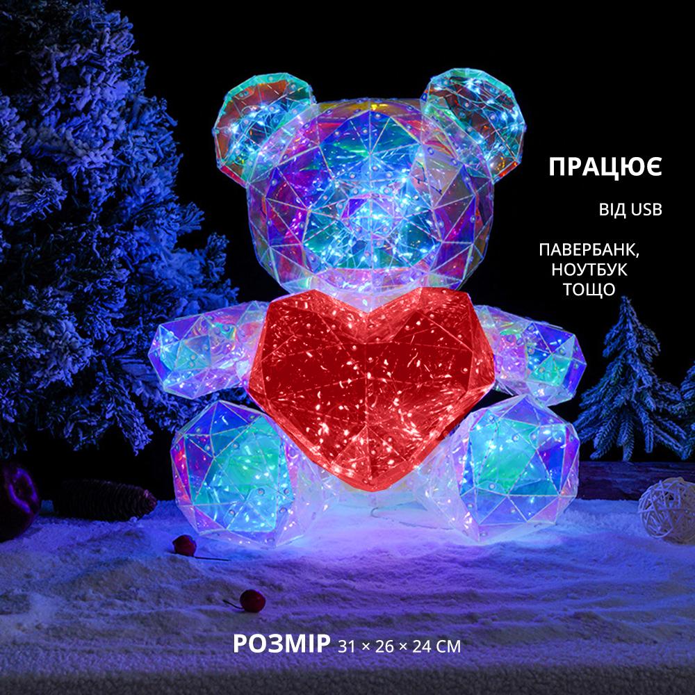 Нічник світлодіодний Bear's Heart Рожевий/Червоний (01076-01) - фото 2