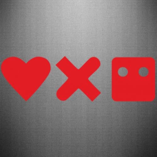 Наклейка Love and robots 35x10,3 см Красный (21562488)