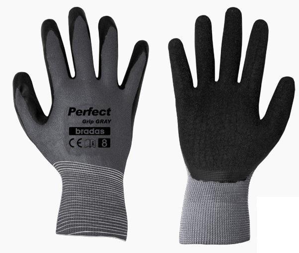 Перчатки защитные Bradas Perfect Grip латекс р. 9 Grey (28778)