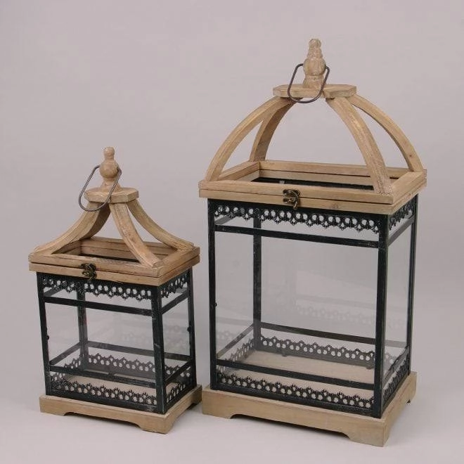 Комплект деревянных фонарей FHQJ23-090 2 шт. (39560) - фото 1 Комплект деревянных фонарей FHQJ23-090 2 шт. (39560) - фото 1