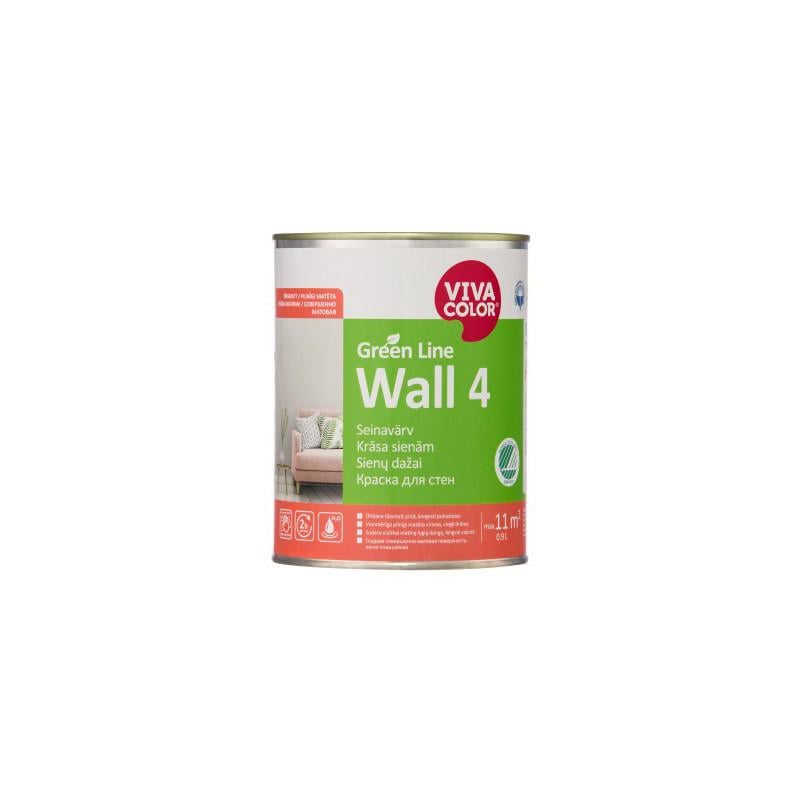 Фарба для стін Vivacolor Wall 4 водно-дисперсійна для внутрішніх робіт база A 0,9 л Білий (2105694090)