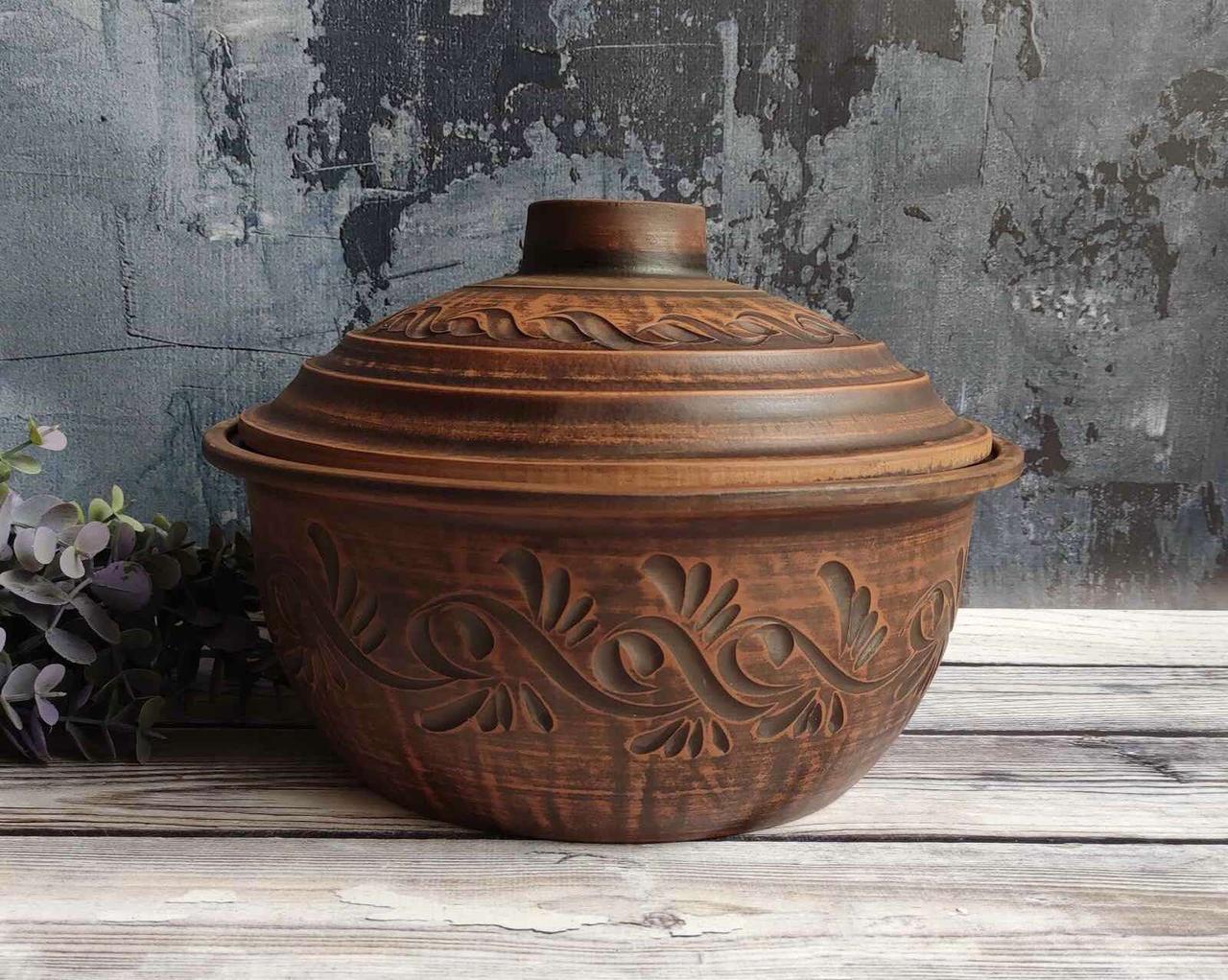 Жаровня для запекания из красной глины 4 л (1063722488)