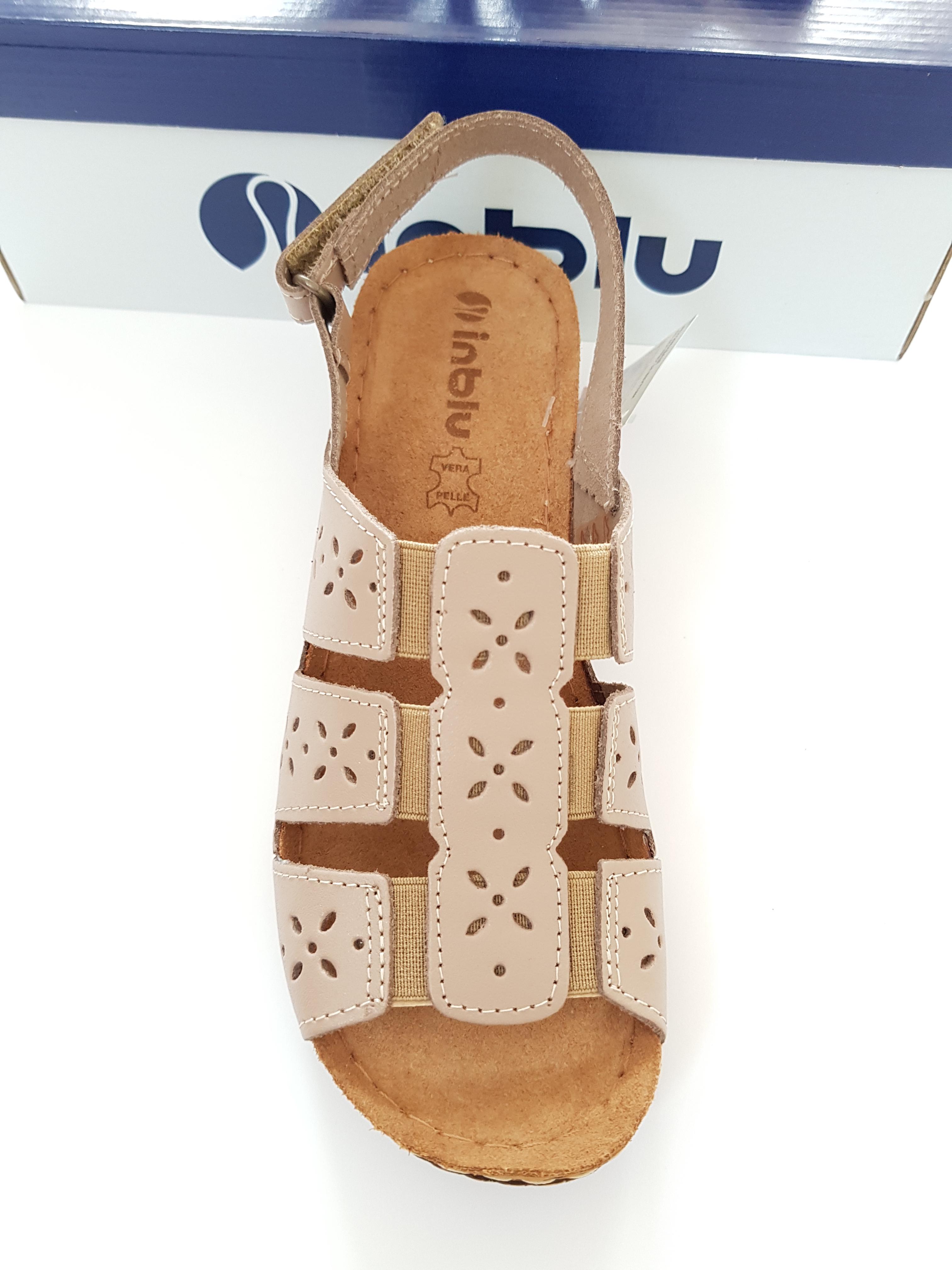 Босоножки женские Inblu из натуральной кожи на каблуке р. 37 Бежевый (912-37) - фото 3