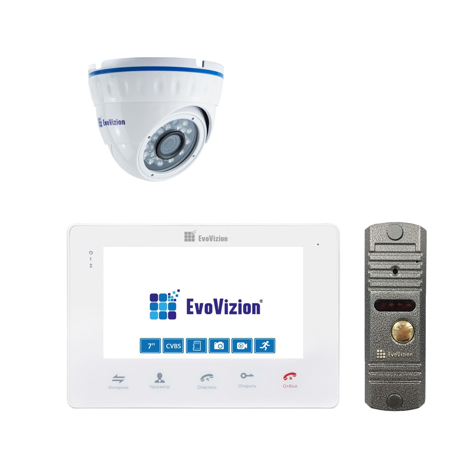 Комплект домофона EvoVizion VP-705 White та DP-03 Silver з камерою AHD-528-100