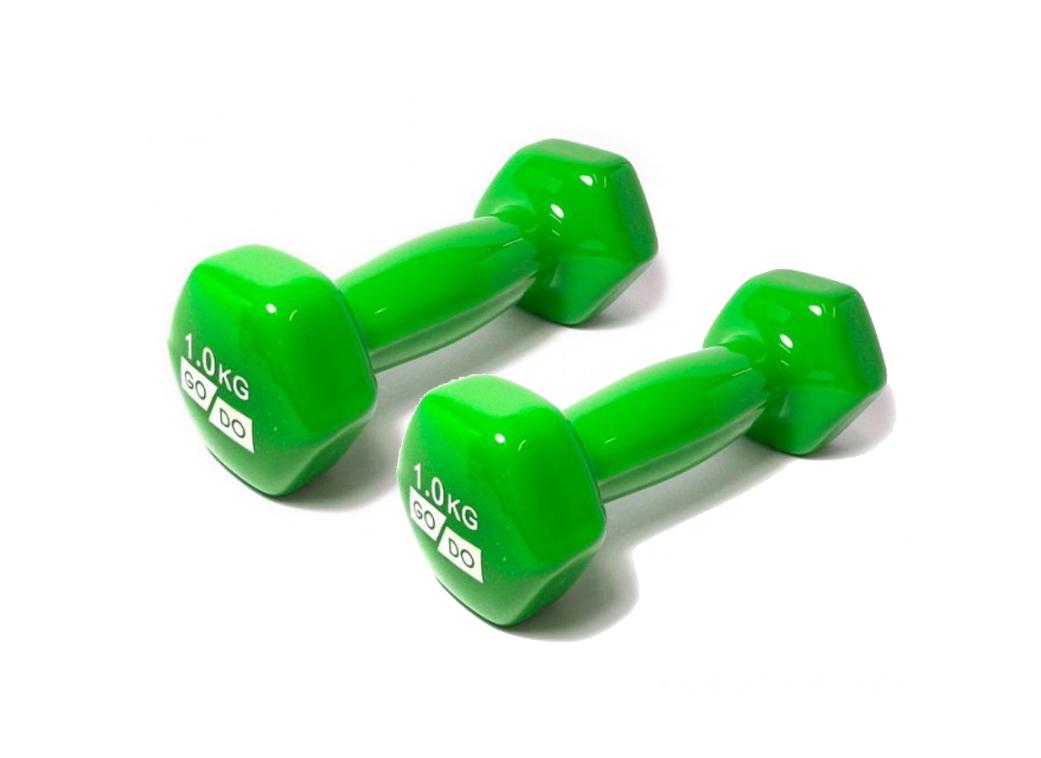 Гантели с виниловым покрытием Go Do для фитнеса йоги тренировок 1 кг 2 шт. Салатовый - фото 1 Гантели с виниловым покрытием Go Do для фитнеса йоги тренировок 1 кг 2 шт. Салатовый - фото 1