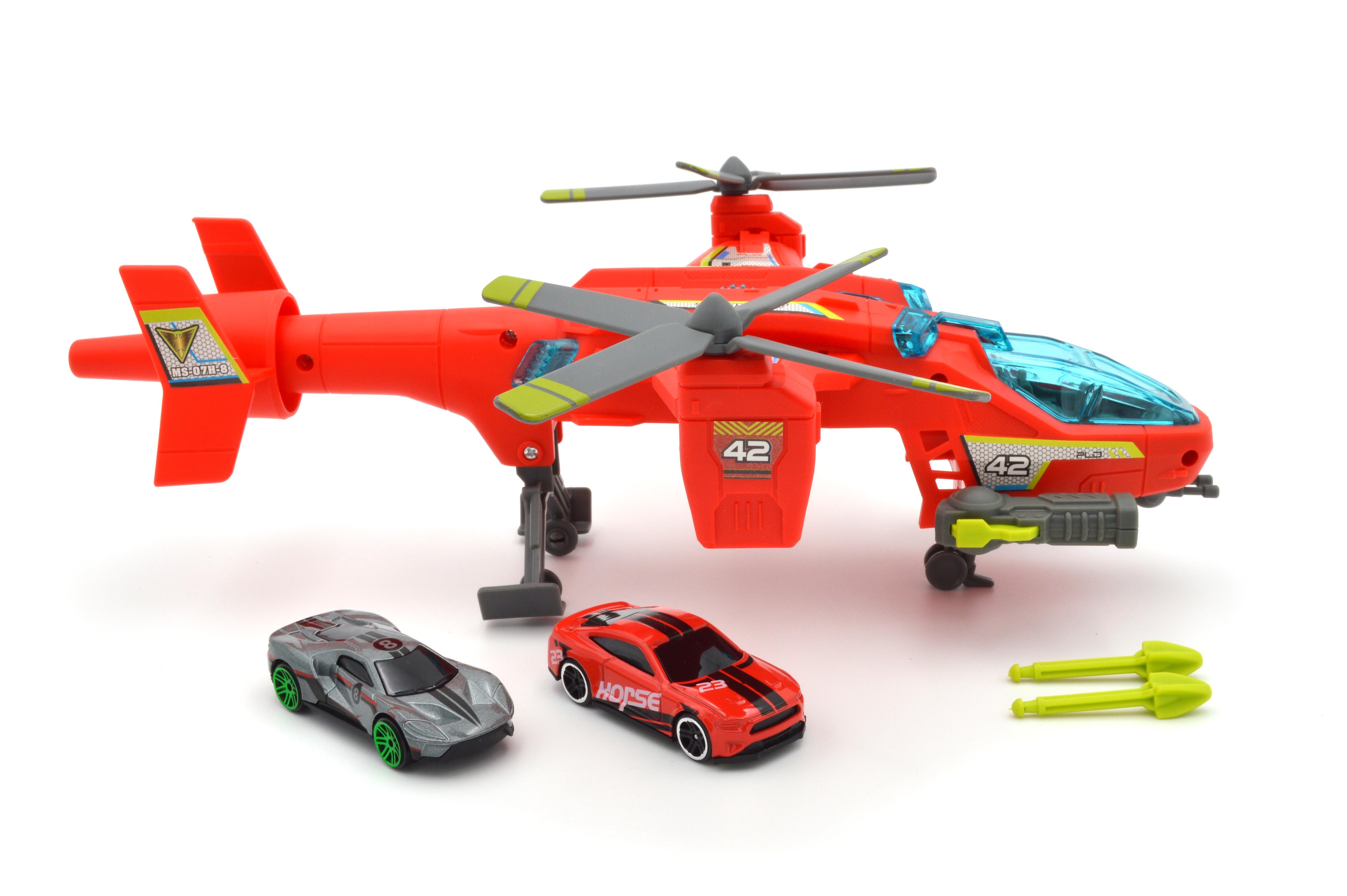 Вертоліт з контейнером/трампліном з механізмом запуску 2 машинки/звук/світло (MH 613) - фото 7