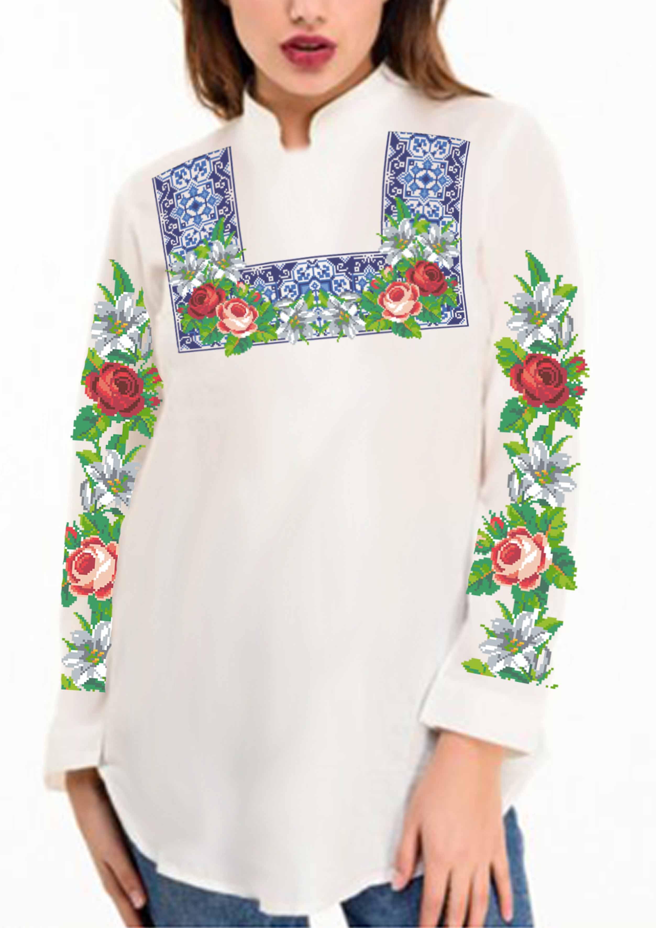 Заготовка для вишивки нитками або бісером сорочка СЖ-86 габардин Заготовка для вишивки нитками або бісером сорочка СЖ-86 габардин