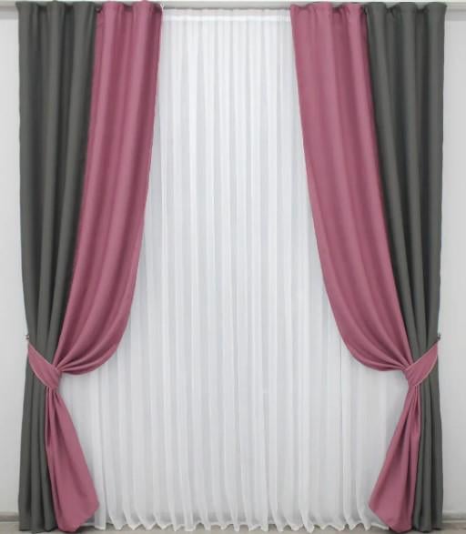 Шторы блекаут 1,4х2,7 м 2 шт. Графитовый/Пудровый (014дк/793-829ш)