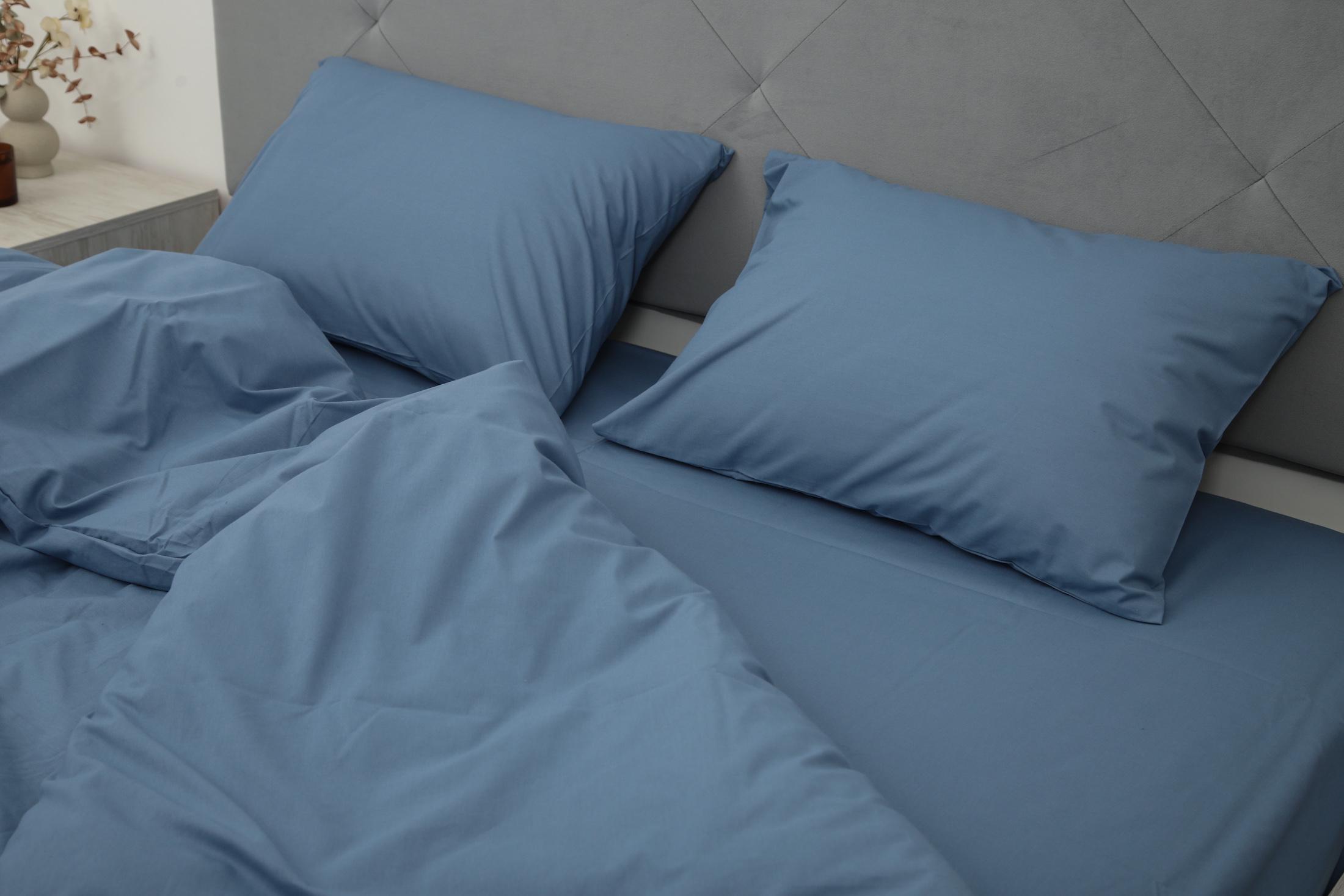 Комплект постельного белья евро Amore 4020 ранфорс Темно-синий (KPB-Ae-R-4020(50x70)_) - фото 2