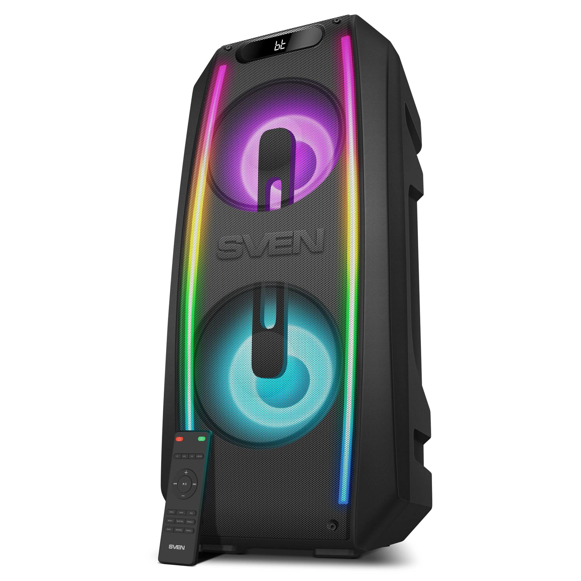 Портативная Bluetooth-колонка Sven PS-740 100 Вт с RGB-подсветкой и караоке Чорний