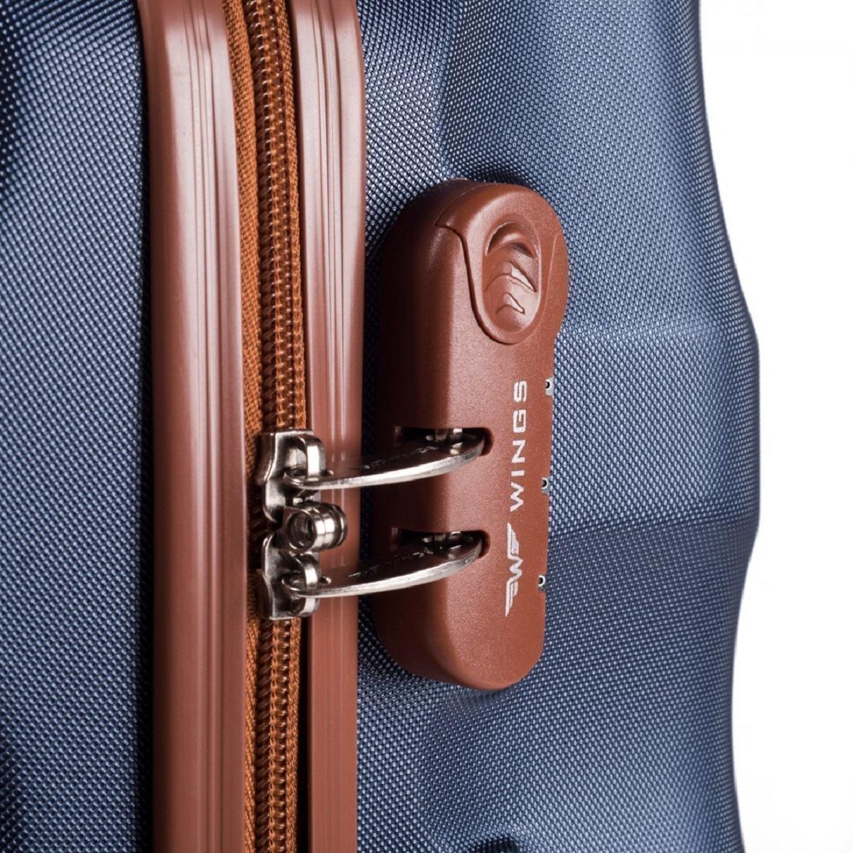 Чемодан пластиковый WINGS 402 средний Темно-синий (Wp00132) - фото 4