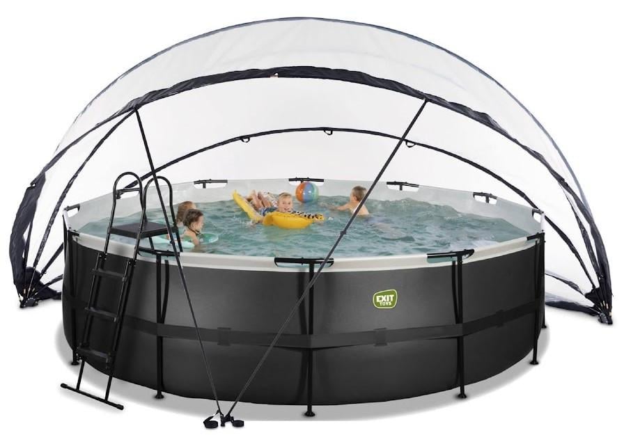 Бассейн каркасный Exit Toys с накрытием и нагревом воды 427х122 см Черная кожа (2396940006) - фото 2 Бассейн каркасный Exit Toys с накрытием и нагревом воды 427х122 см Черная кожа (2396940006) - фото 2