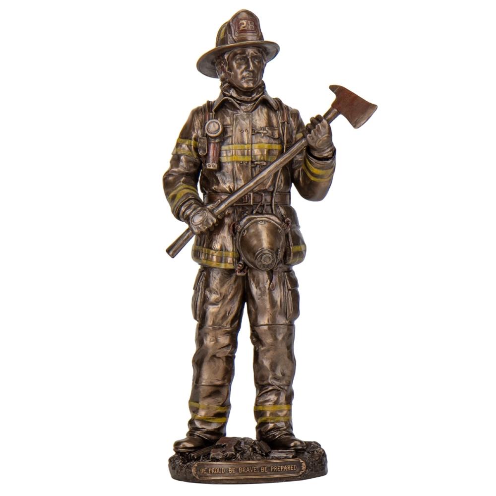 Статуэтка декоративная Пожарник из полистоуна 30 см Бронзовый (100-81-76822A4)