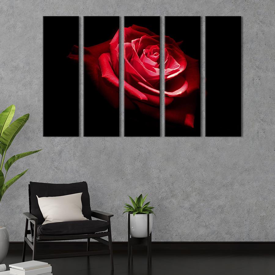 Модульна картина із 5 частин на холсті інтер'єрна картина Красива червона троянда 155x95 см (222-51)