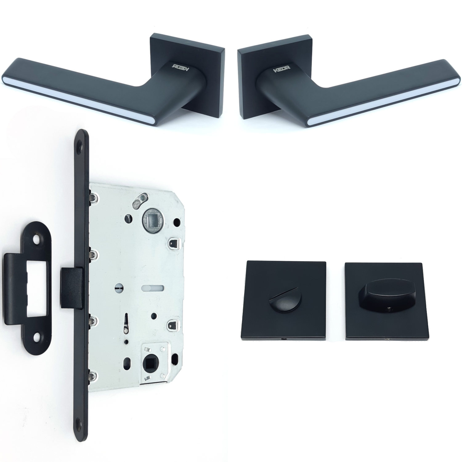 Комплект замка на міжкімнатні двері під WC Kedr 21.190MBP/410B-S/2108MBP без завіс Black Matt (24576129)