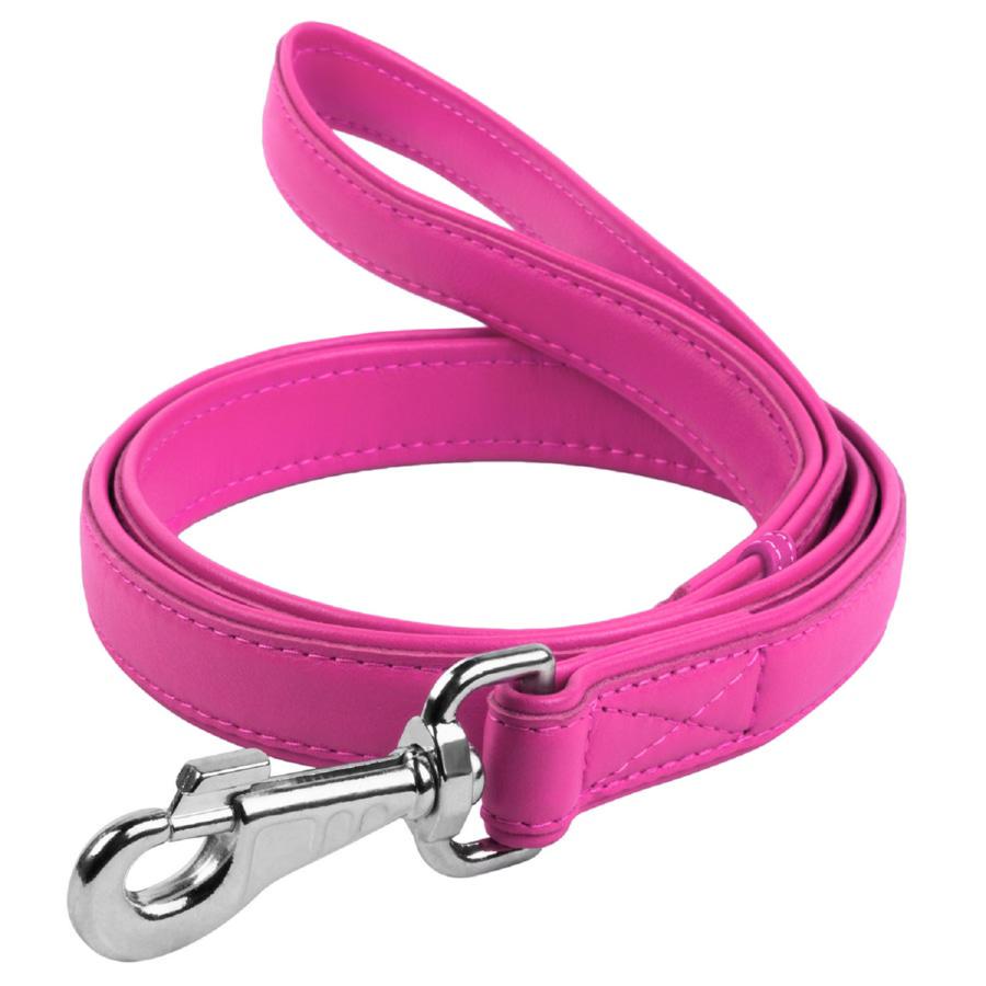 Повідець для собак шкіряний Waudog Glamour M-XXL 25 мм 122 см Рожевий