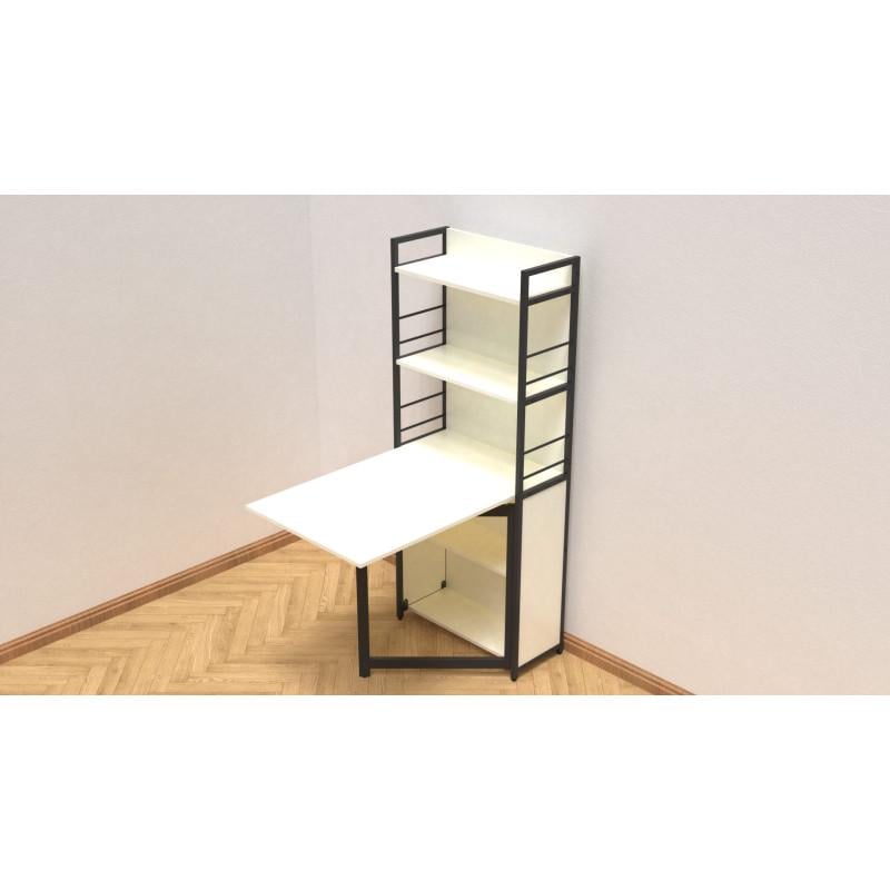 Стіл книга з етажеркою Ferrum-decor Praktik 2 метал/ДСП Чорний/Білий (FRD-104625) Стіл книга з етажеркою Ferrum-decor Praktik 2 метал/ДСП Чорний/Білий (FRD-104625)